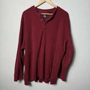 Men's Long Sleeve Thermal Henley Size XL Cotton Heavyweight Knit RedHead Outdoor